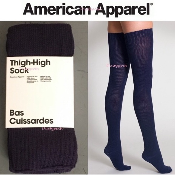 American Apparel Pomegranate Red Taupe Navy Discontinued Thigh High Socks Bundle - Picture 3 of 7
